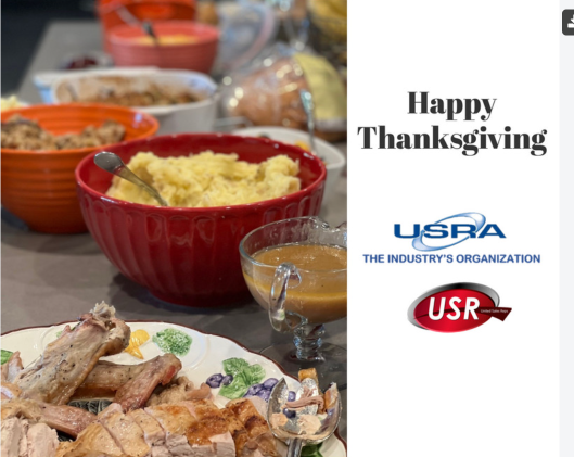 usra, thanksgiving food on counter Happy Thanksgiving, USRA & USR logos