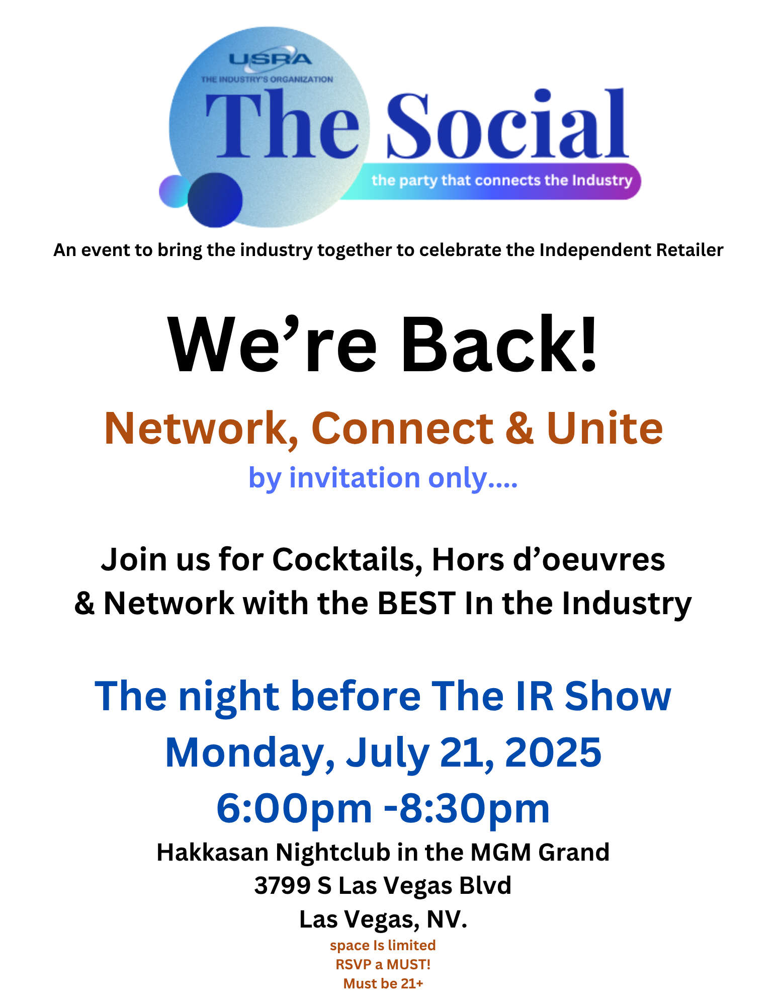 USRA's Social Event Flyer with event info